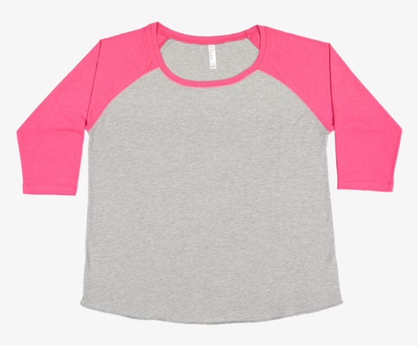 Ladies' Curvy Fit Premium Jersey Crew Neck Raglan 3/4, transparent png download