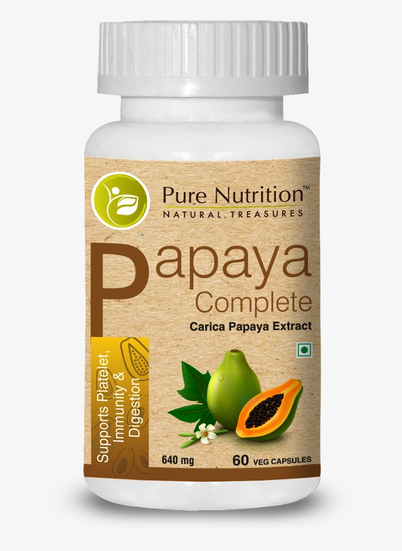 Buy Papaya Extract Supplement For Digestion - Pure Nutrition Curcumin 60 Veg Capsules, transparent png download