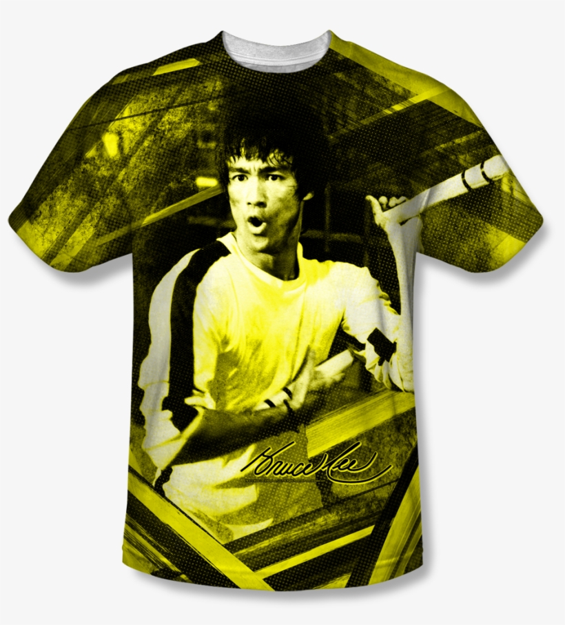 Bruce Lee Sublimated T-shirt - Bruce Lee - Stripes T-shirt Size M, transparent png download