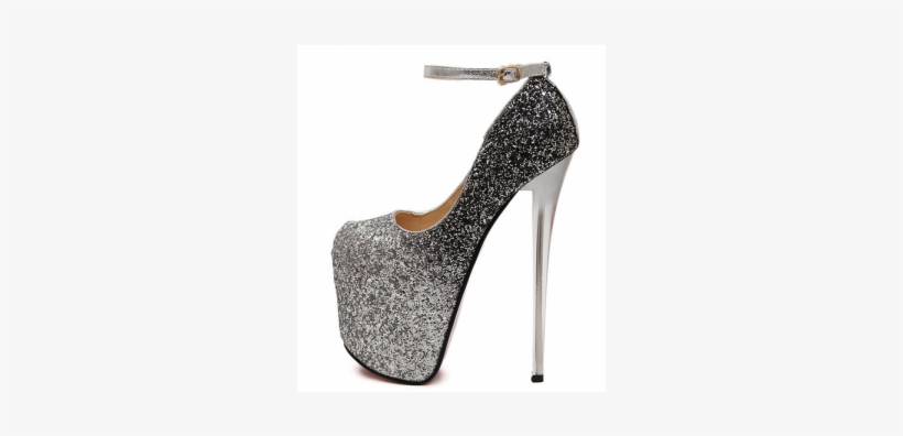 Silver Glitter Bling Bling Platforms Stiletto Wine - High-heeled Shoe, transparent png download