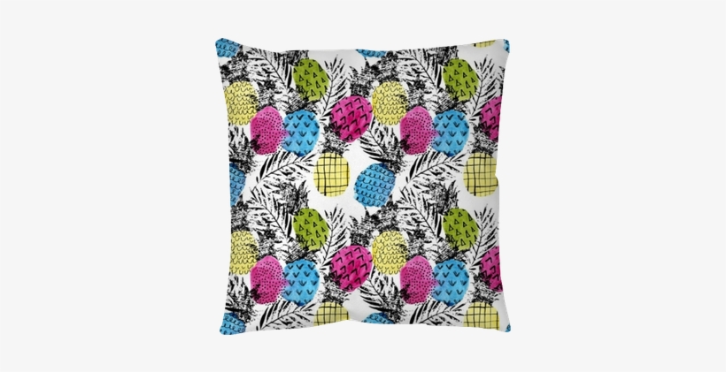 Colorful Pineapple With Watercolor And Grunge Textures - Der Pop-kunst-ananas-und Palmblatt-| Monogramm Mousepads, transparent png download