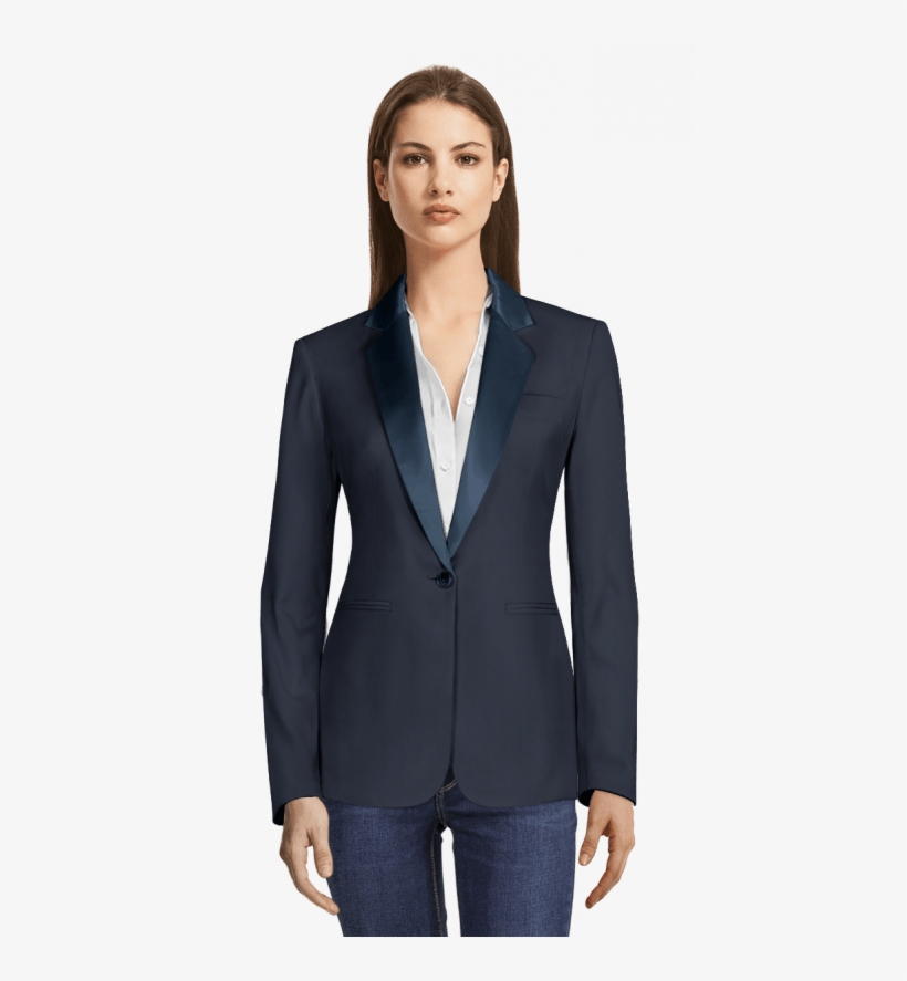 Blue Tuxedo Blazer - Blazer For Female Front View, transparent png download