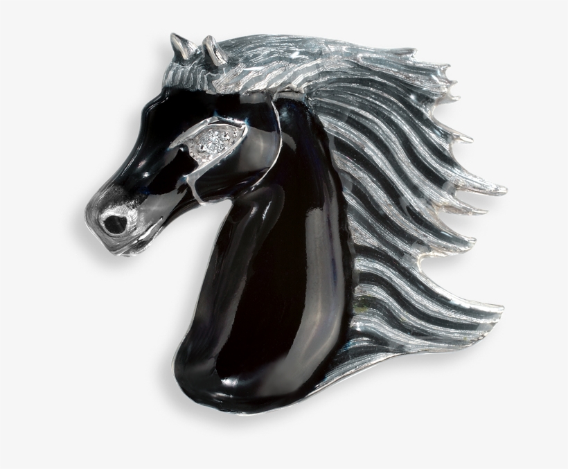 Nicole Barr Designs Sterling Silver Brooch Horse Black - Black Horse Brooch - Sterling Silver, transparent png download