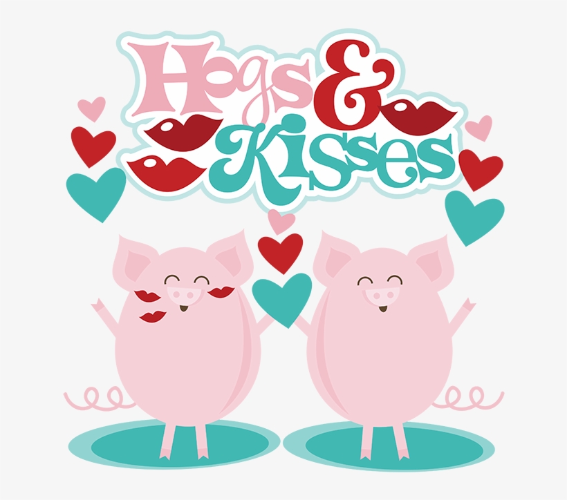Hogs & Kisses Svg Scrapbook Files Cute Svg Cuts Valentines - Pig Valentine's Clip Art, transparent png download