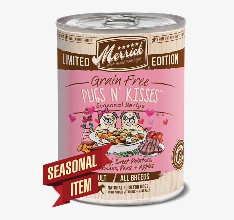 Grain Free Pugs N' Kisses Seasonal Recipe - Merrick Pugs N Kisses, transparent png download