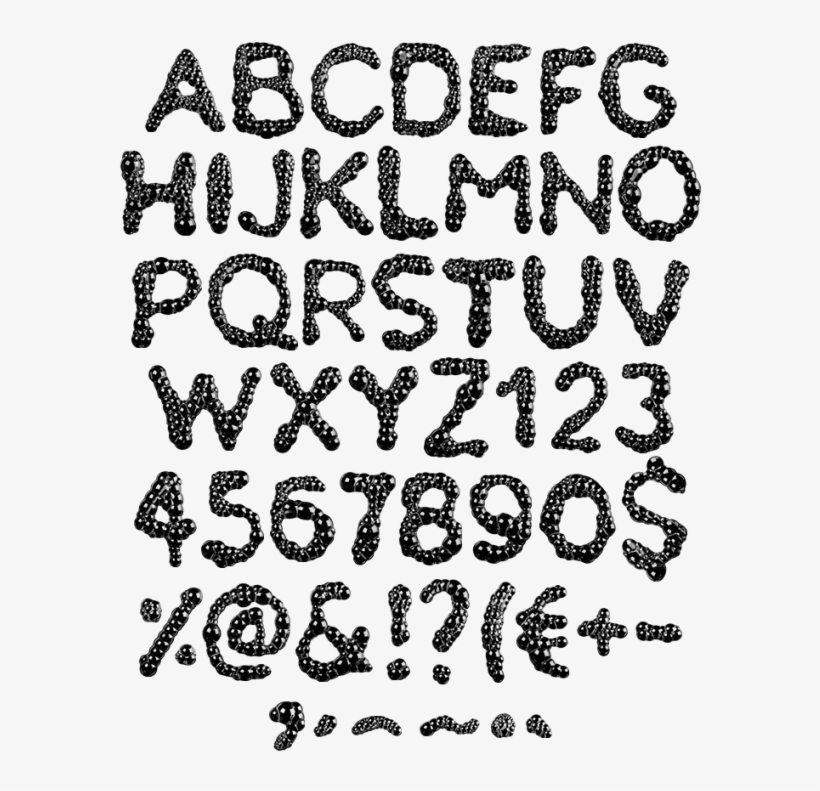 Black Soap Bubbles Font - Line Art, transparent png download