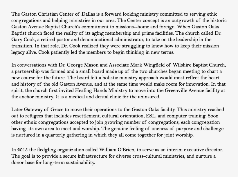 The Gaston Christian Center Of Dallas Is A Forward, transparent png download