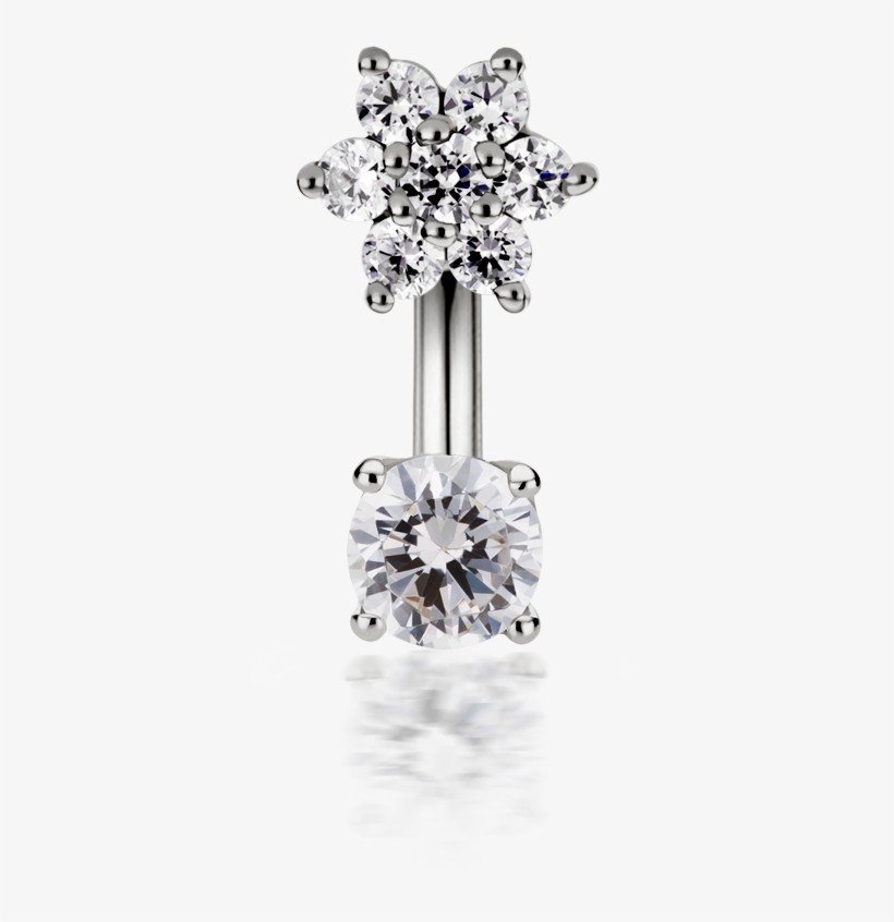 Flower And Solitaire Rook Cubic Zirconia Barbell, transparent png download