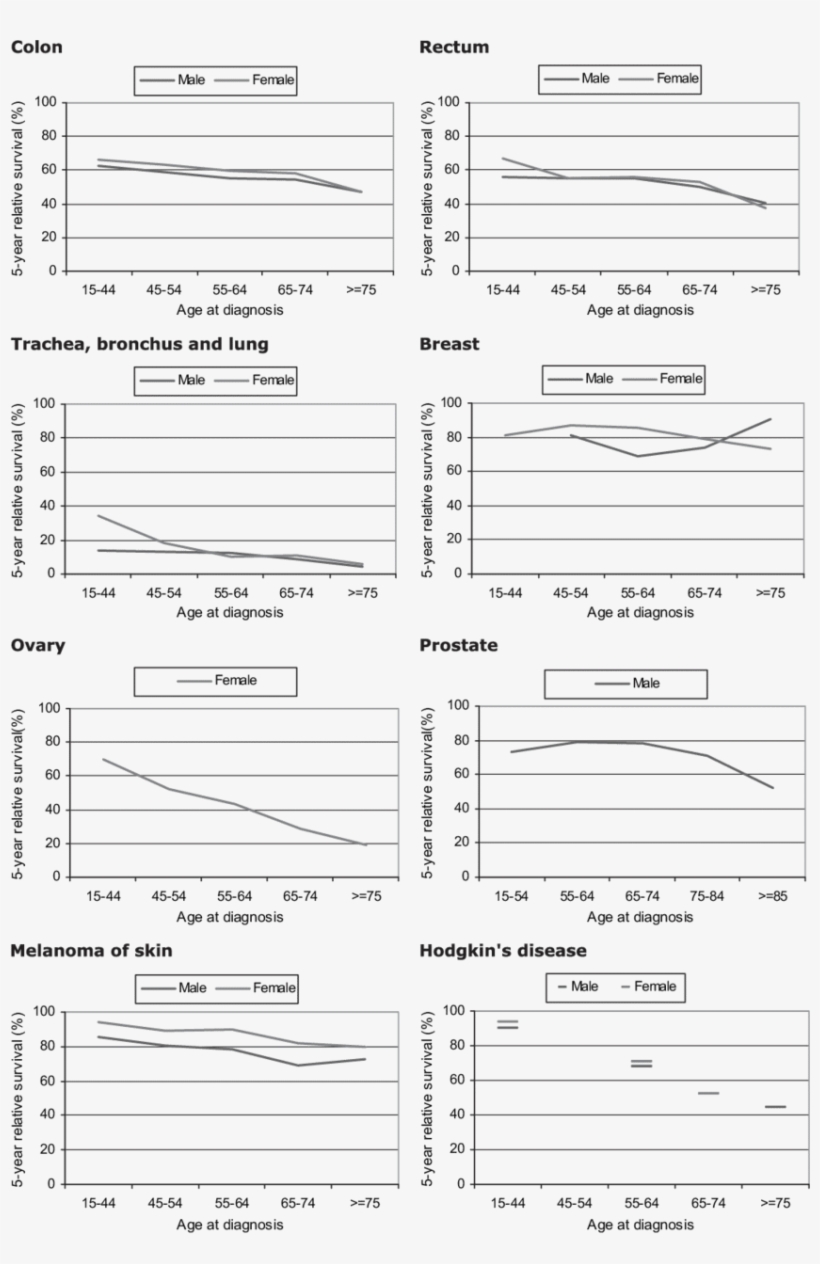 Pooled 5-year Relative Survival Rates By Age At Diagnosis,, transparent png download
