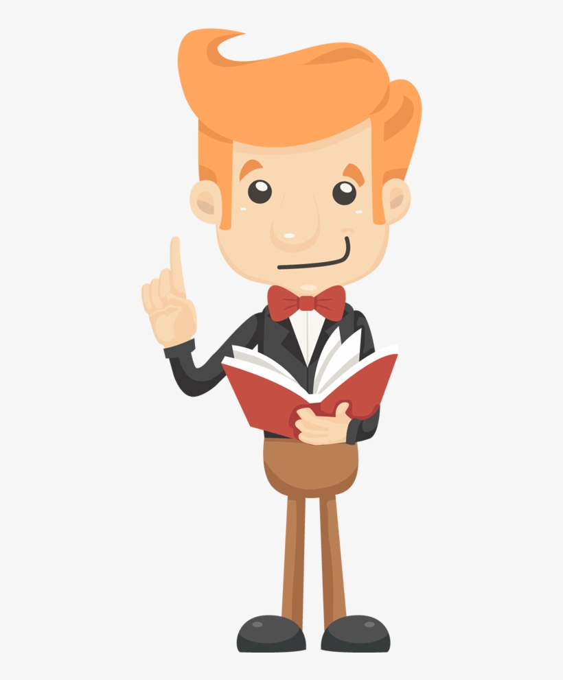 Cartoon Businessman With Book And Finger Point Up - Vector Graphics, transparent png download