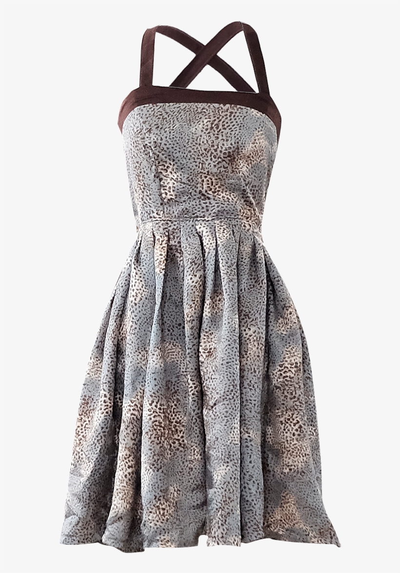 Gold And Teal Satin Leopard Print Dress By British - Little Black Dress, transparent png download