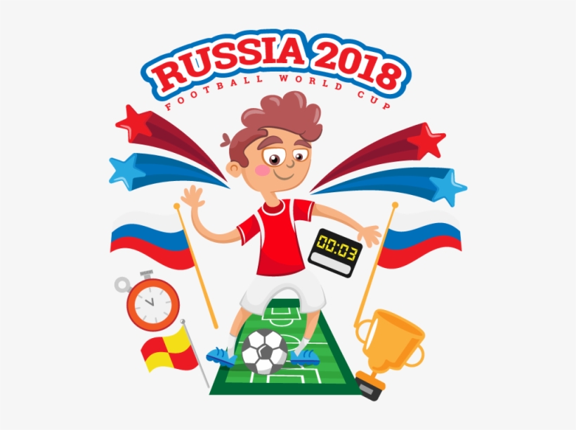 Russia 2018 World Cup Soccer Player Surrounded By Soccer - 2018 World Cup, transparent png download