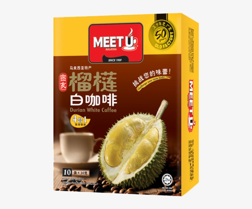 Durian White Coffee 3 In 1 280101m141 - Meet U Durian Coffee, transparent png download
