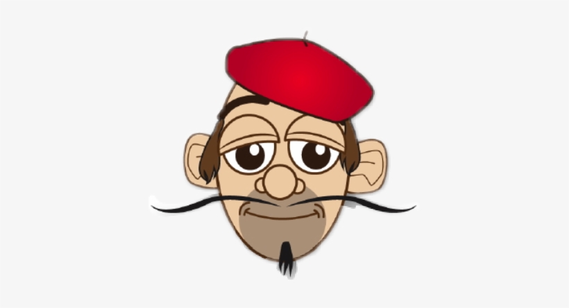 French Man Face Mustache Cartoon Beret - French Cartoon Man, transparent png download