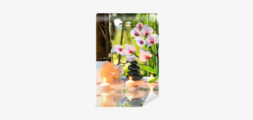 Massage Composition Spa With Candles, Orchids, Stones - Shower Curtains Bathroom Spa Massage Decor Home Bath, transparent png download