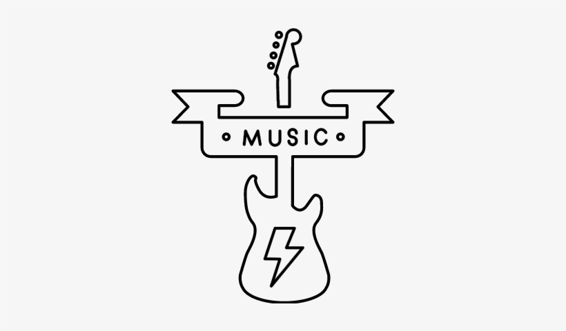 Music Banner And A Guitar Silhouette Vector - Bandera De La Musica, transparent png download