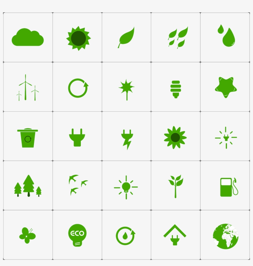 Forest, Green Living Ecology Environment Icons Set, transparent png download