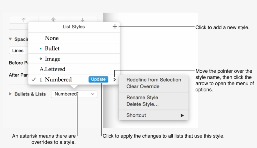 List Styles Pop-up Menu Showing An Asterisk Indicating, transparent png download