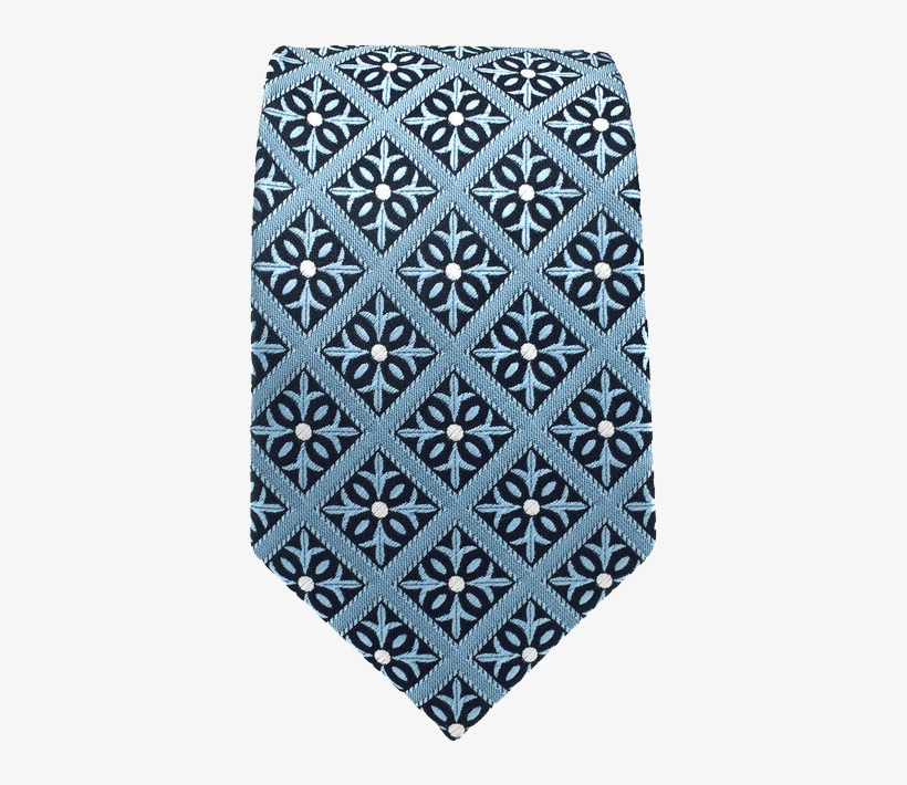 E3 Blue Checkes Floral Silk Men's Necktie Fashion Classic, transparent png download