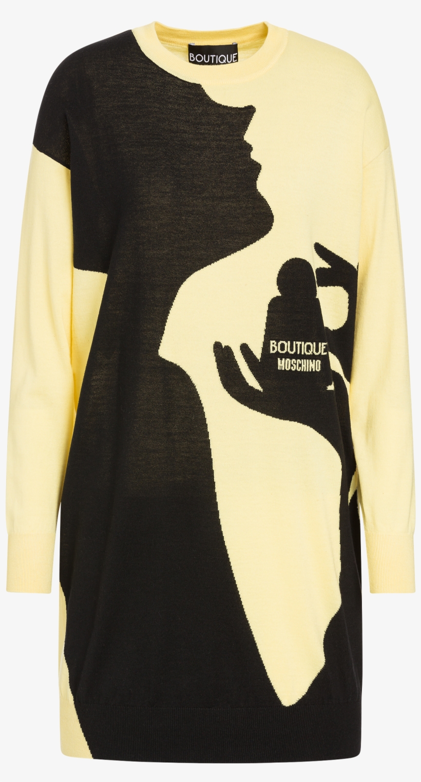 Short Dress With Woman Silhouette With Perfume Inlay - Long-sleeved T-shirt, transparent png download