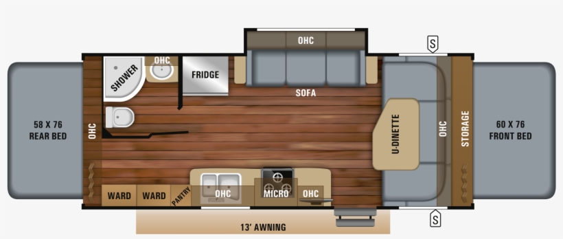 2019 Jayco Jay Feather X23b Travel Trailer - Floor Plan, transparent png download