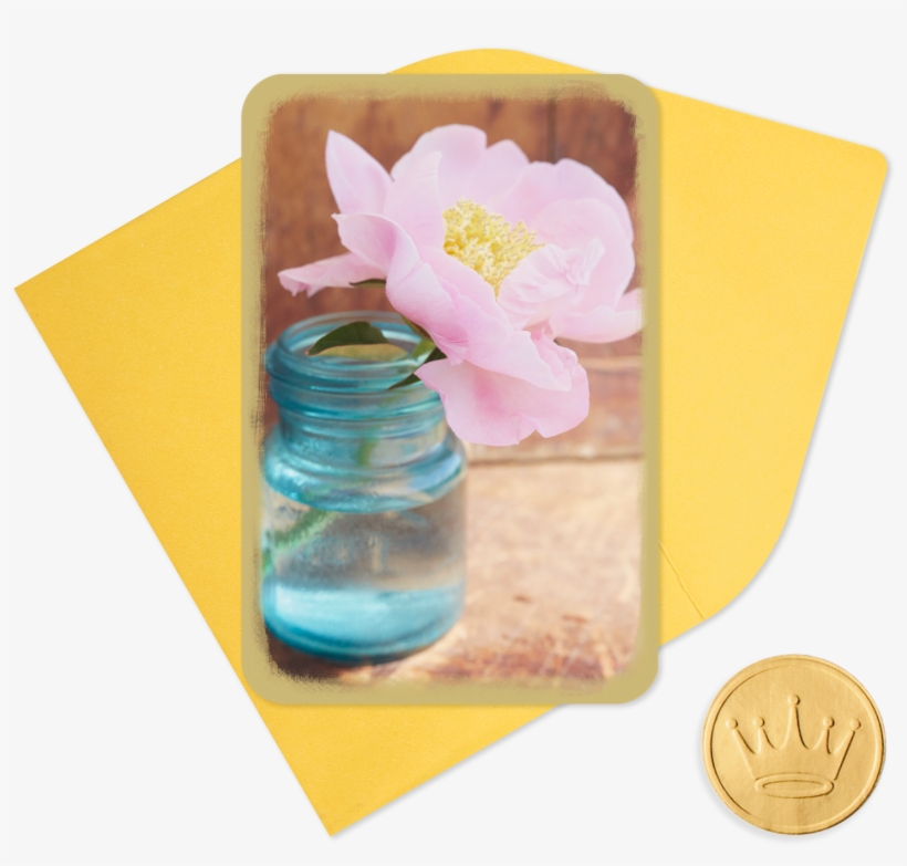 25" Mini Peony In Mason Jar Blank - Artificial Flower, transparent png download