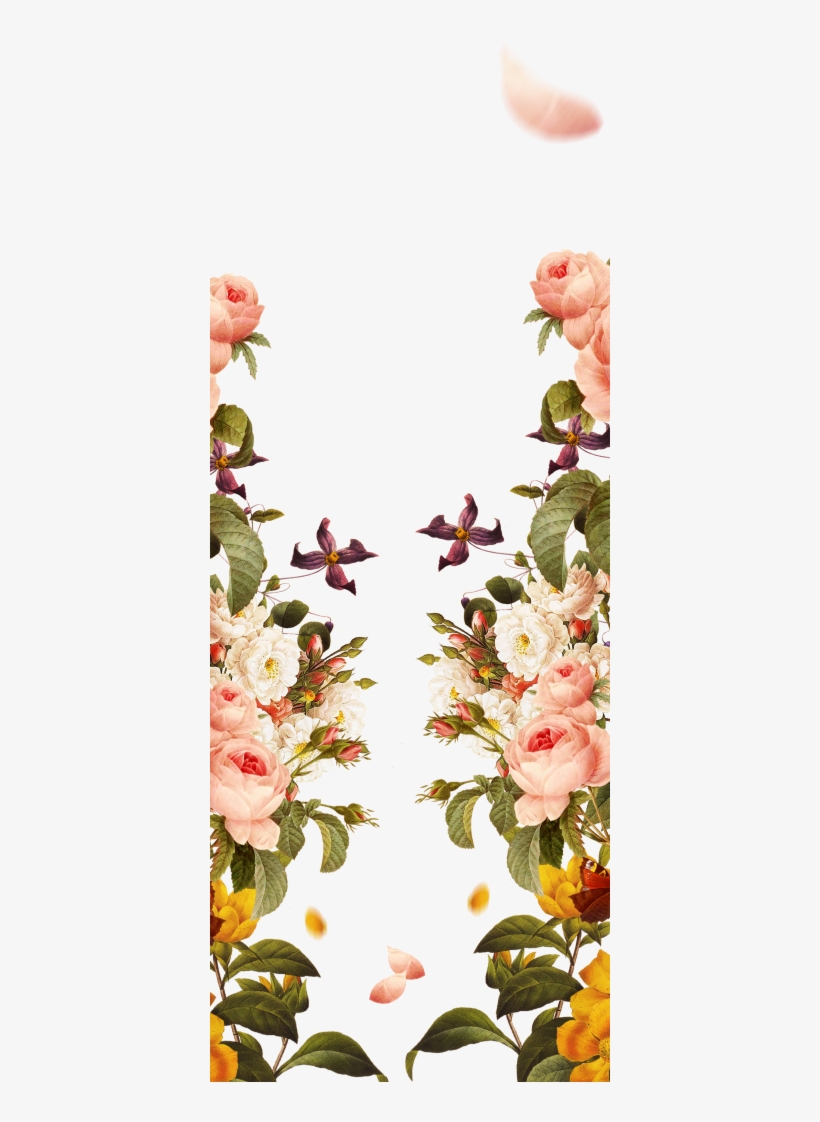Pink Garden Painted Hand Roses Borders Flowers - Background Png งาน แต่ง, transparent png download