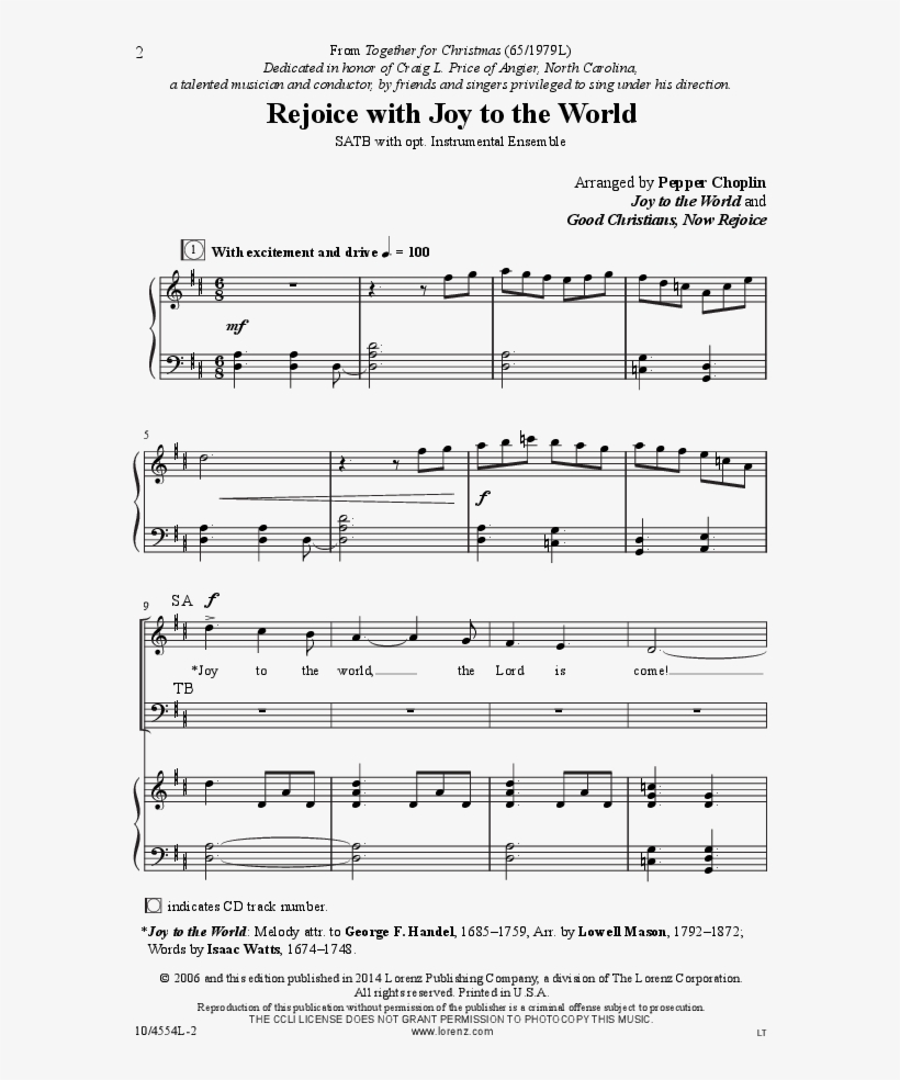 Rejoice With Joy To The World Thumbnail - City Of Stars Pdf, transparent png download