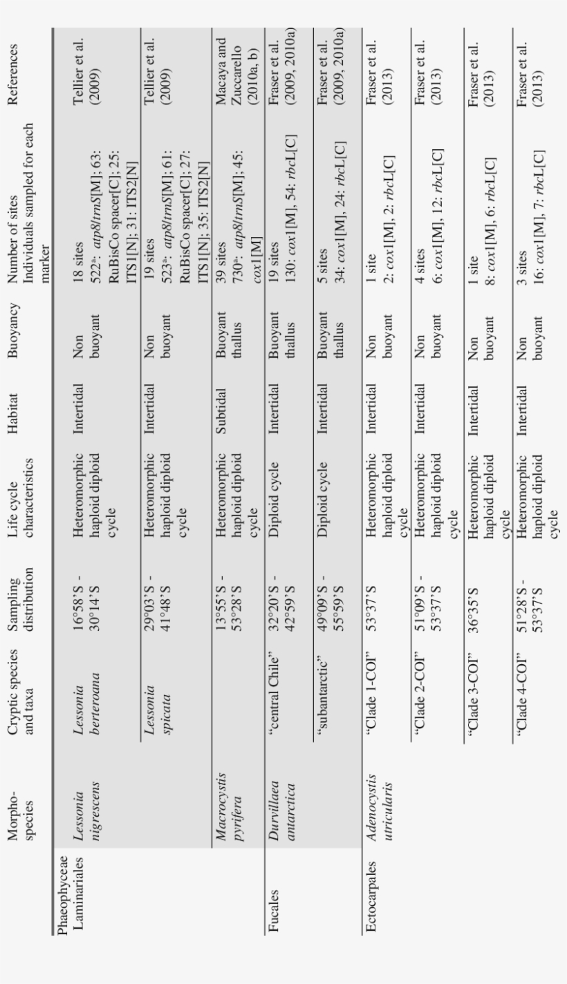 1 Summary Of Phylogeographic Studies Of Seaweed Taxa - Number, transparent png download