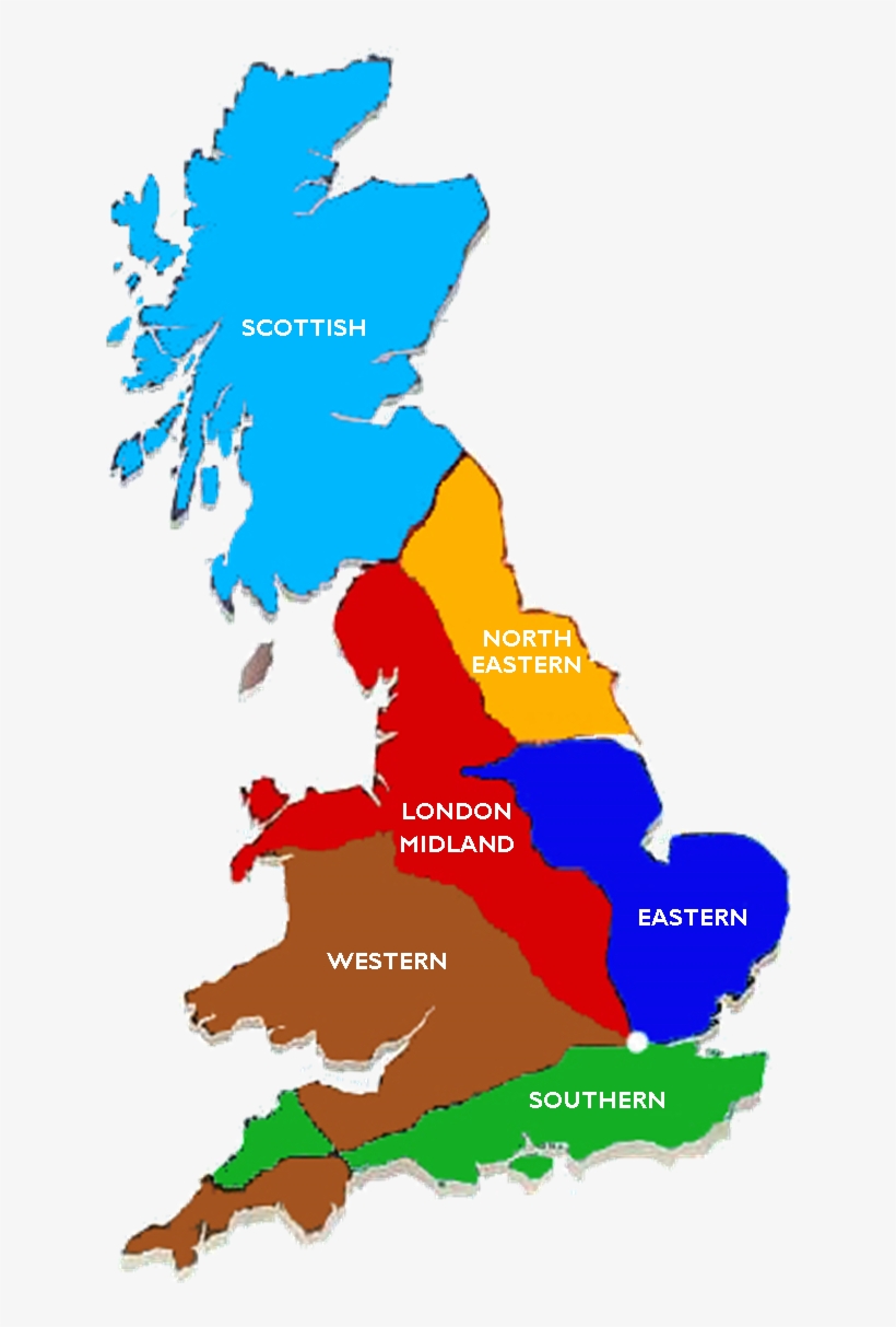 Railway Cottage Holidays - Map Of British Railway Regions, transparent png download