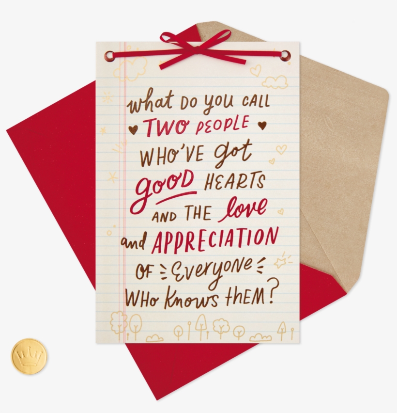 Two People With Good Hearts Valentine's Day Card For - Paper, transparent png download