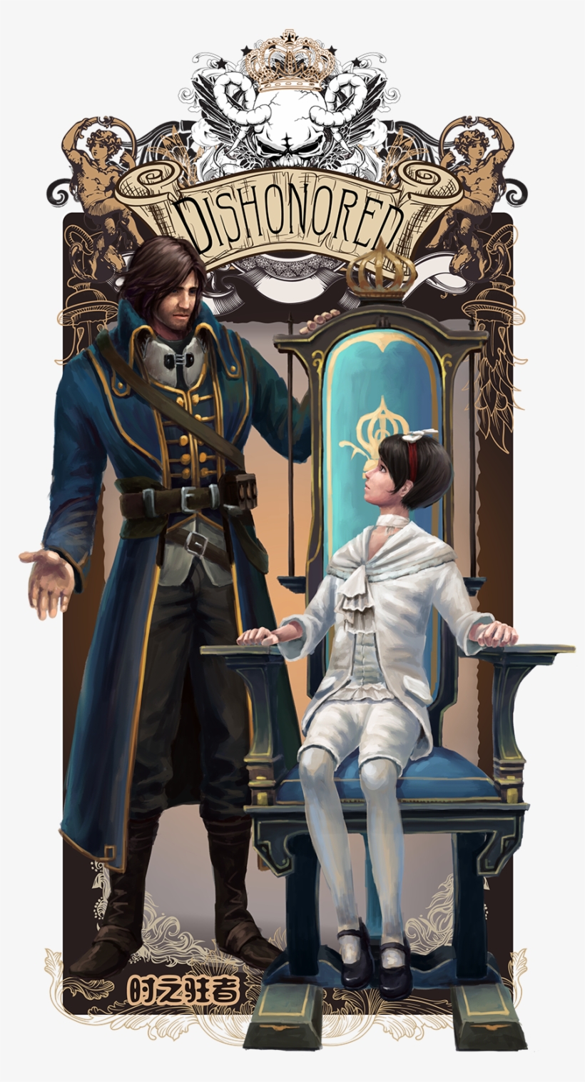 Resized To 94% Of Original - Dishonored Corvo And Emily Fanart, transparent png download