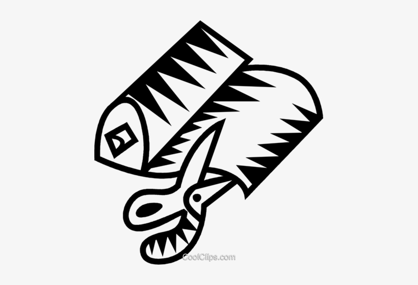 Scissors Cutting A Bolt Of Fabric Royalty Free Vector - Scissors Cutting Fabric Drawing, transparent png download