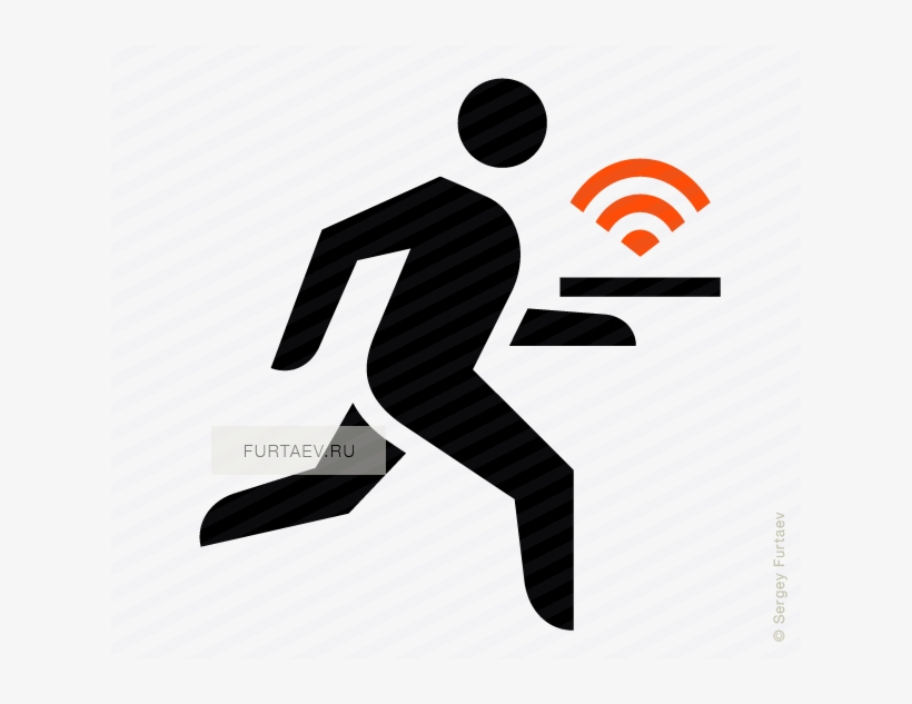 Vector Icon Of Waiter Running With Wi-fi Signal Sign - Running Waiter Icon, transparent png download
