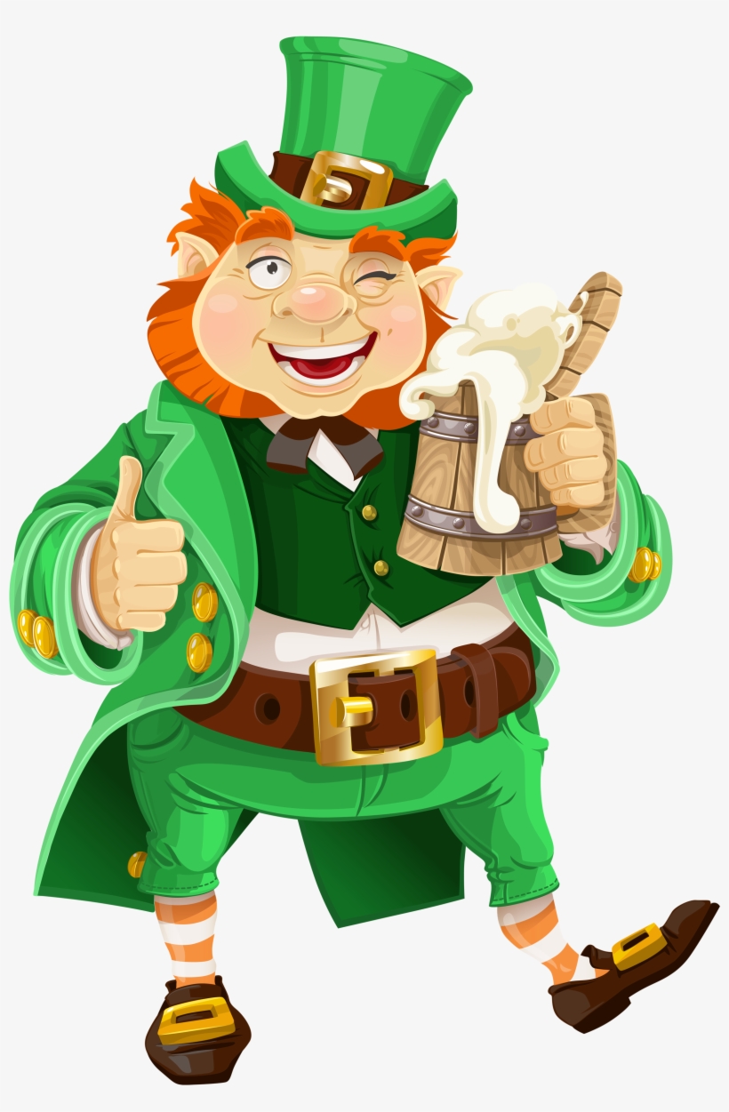 Vector Black And White Stock Irish Christmas Clipart - St Patrick's Day Leprechaun Beer, transparent png download