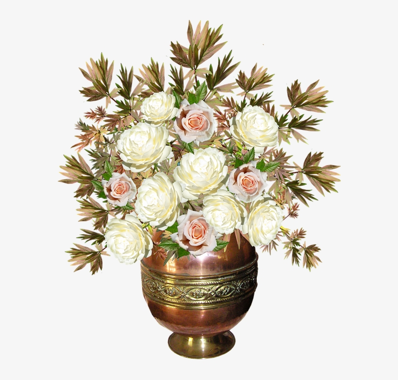 Roses, Copper Vase, Flowers, Arrangement - Flower Arrangements Transparent Pngs, transparent png download