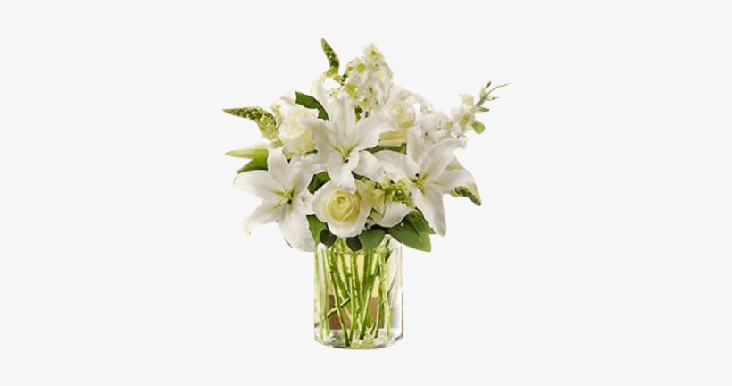 Classic All White Arrangement For Sympathy - Flowers, transparent png download