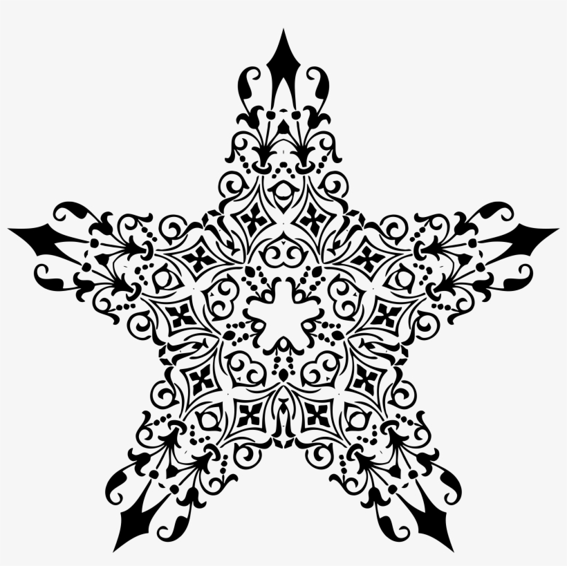Picture Royalty Free Divider Design Clipart - Decorative Star Black And White, transparent png download