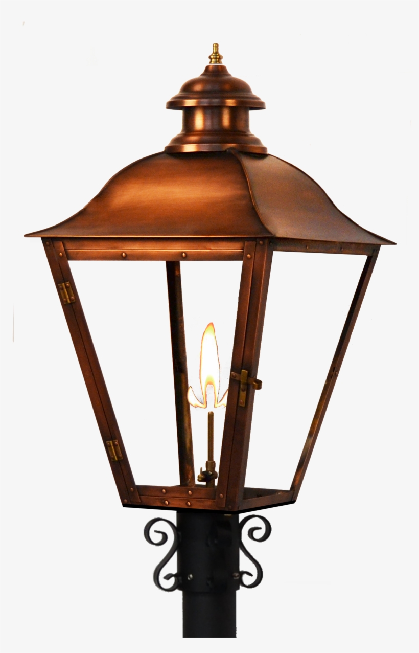 State Street Lantern On Post Mount With Scrolls - Gas Lamp Png, transparent png download