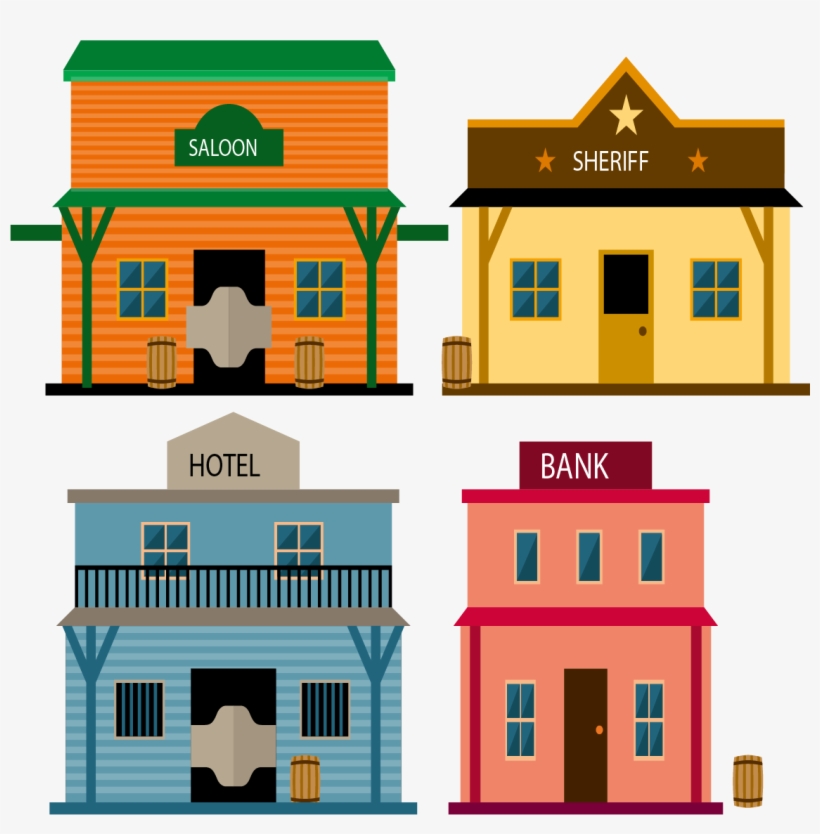 Clip Art Town Buildings Transprent Png Free - Buildings Cute House Clipart Png, transparent png download