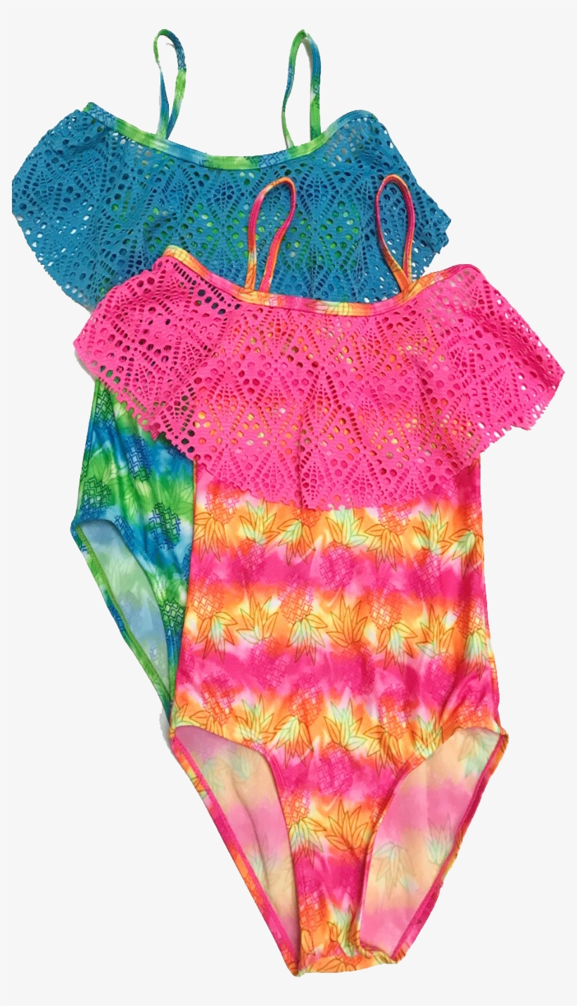 Swimwear Girls Ruffled Iolet Lace Pineapple Pattern - Swimsuit Bottom, transparent png download