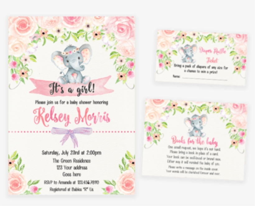Free Png Download Blush Pink Floral Elephant Baby Shower - Baby Shower, transparent png download