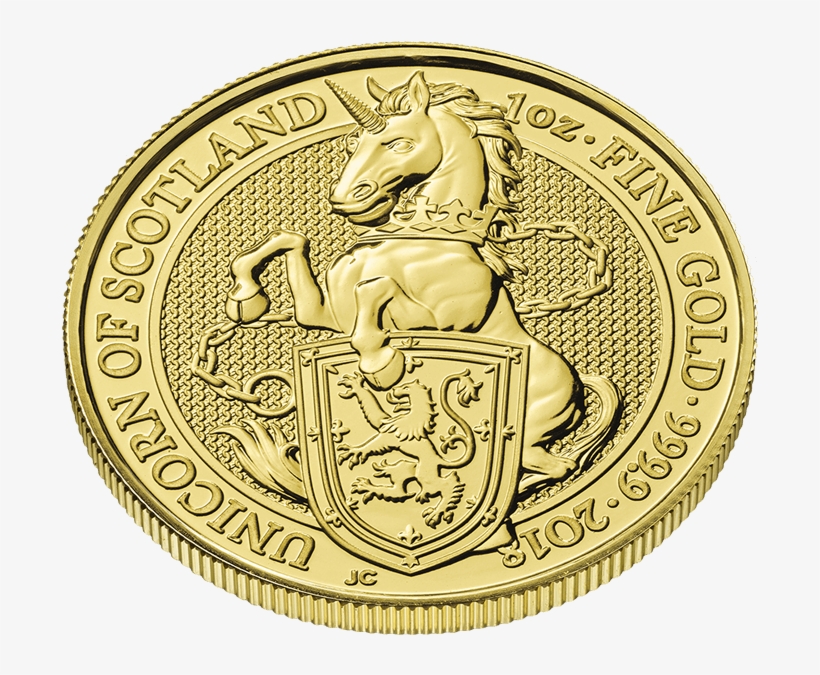 The Queen's Beasts 2018 The Unicorn 1 Oz Gold Ten Coin - Silver Coins Royal Mint, transparent png download