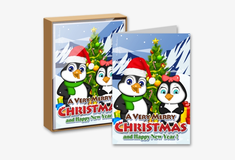 Merry Christmas And Happy New Year Boxed Greeting Cards - Cartoon, transparent png download