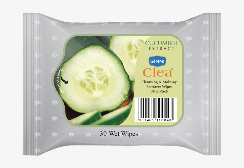 Ginni Clea Cleansing & Makeup Remover Wet Wipes - Cucumber, transparent png download