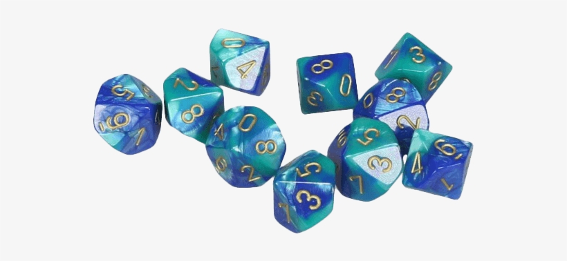 Gemini Polyhedral Blue Teal Gold X10 - Dice, transparent png download