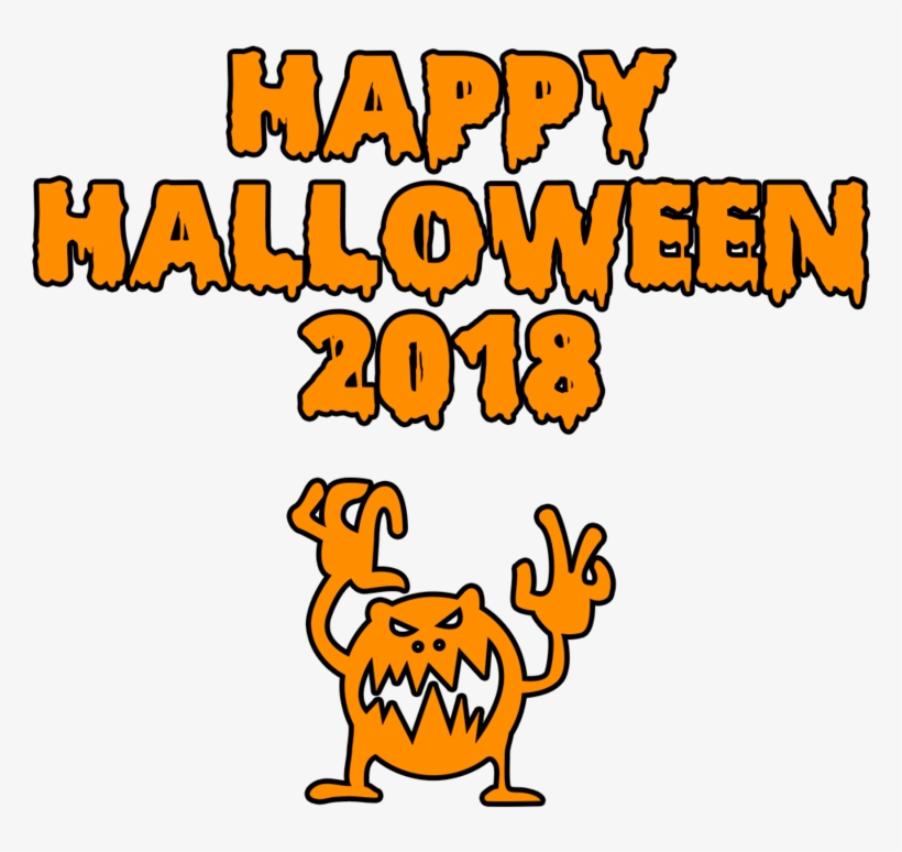 Happy Halloween 2018 Scary Monster Bloody Font, transparent png download
