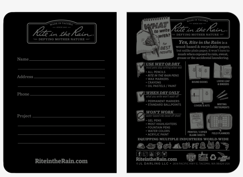 Rite In The Rain Weatherproof Mini Stapled Notebook, - Brochure, transparent png download