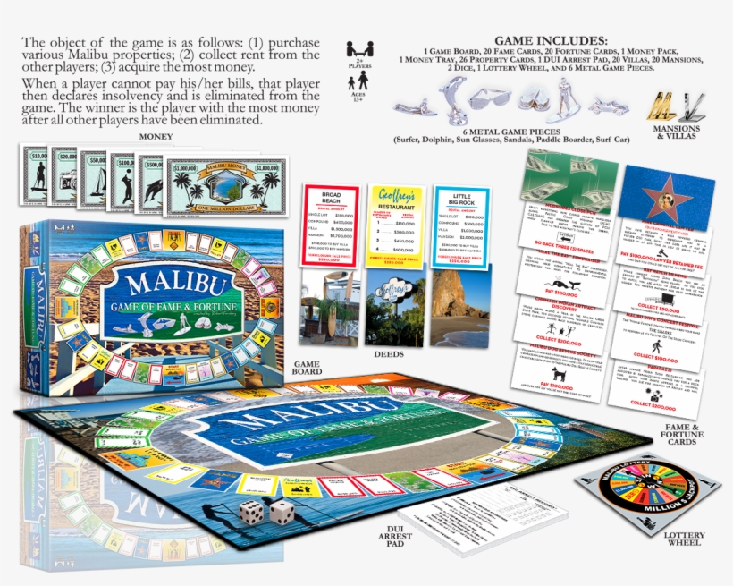 Malibu-game Of Fame Fortune Board Game - Soccer-specific Stadium, transparent png download