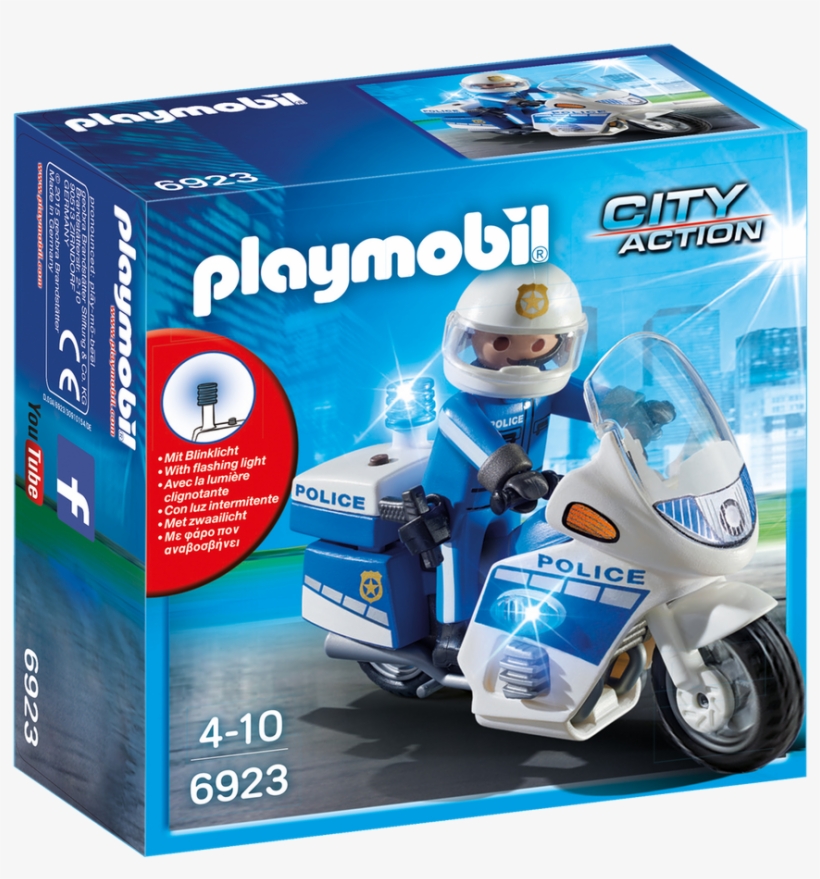 Police Bike With Led Light - Moto De Policía De Playmobil, transparent png download
